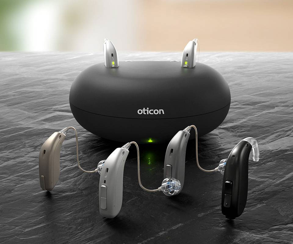 Oticon Opn S erhältlich in den Bauformen Ex-Hörer Mini mit Batterie oder wiederaufladbarem Lithium-Ionen-Akku, mit/ohne Telefonspule und als klassisches HdO-Hörsystem